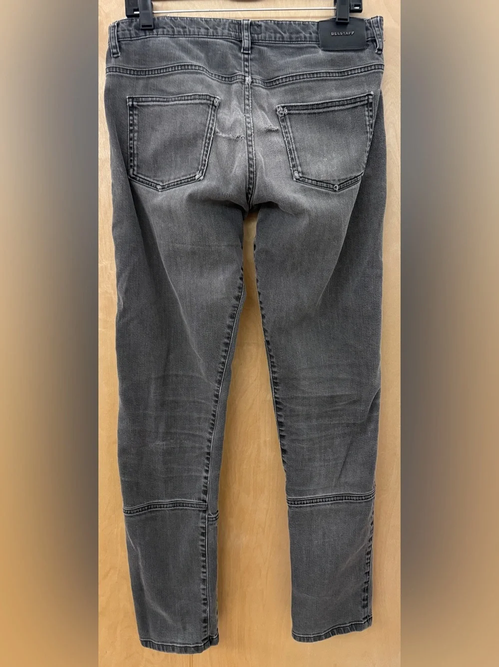 Belstaff Moto-Style Distressed Straight Leg Jeans – Gray (Size 30/33)